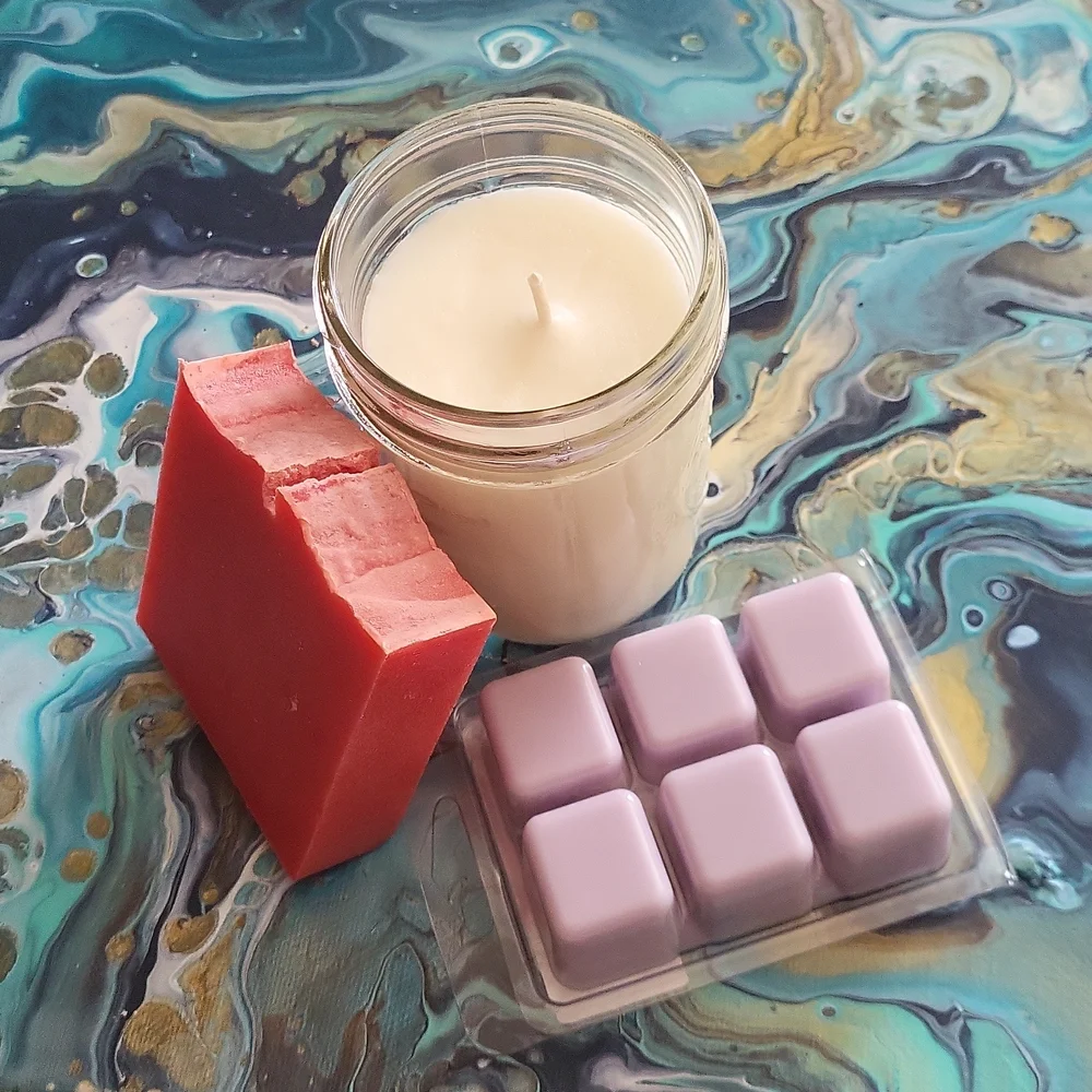 Soy Wax Candle Tart Soap Set White Rose Orchid Hibiscus